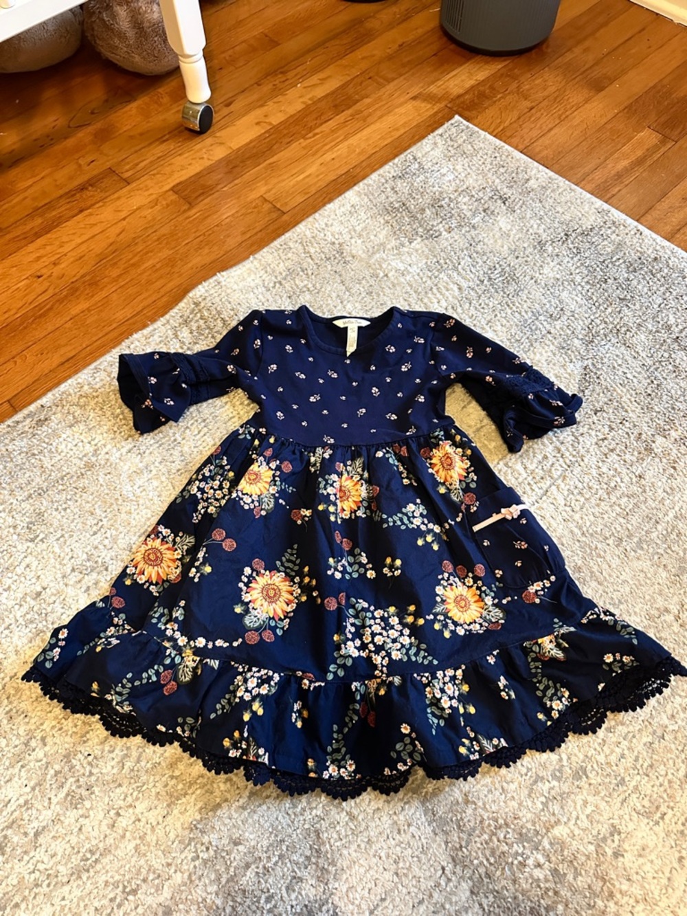 Matilda Jane Navy Floral Ruffle Hem Dress